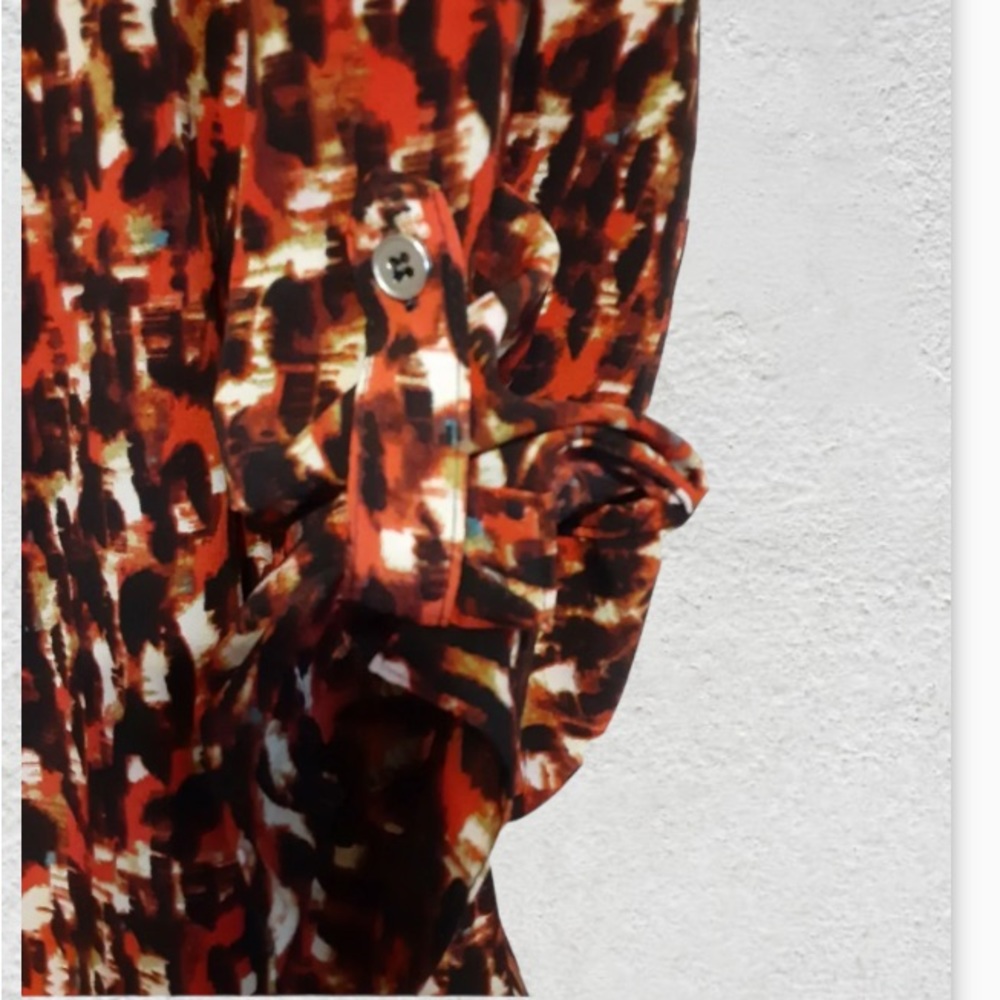 Notations Long Sleeve Button Up Career Painterly Blouse - Picture 14 of 14